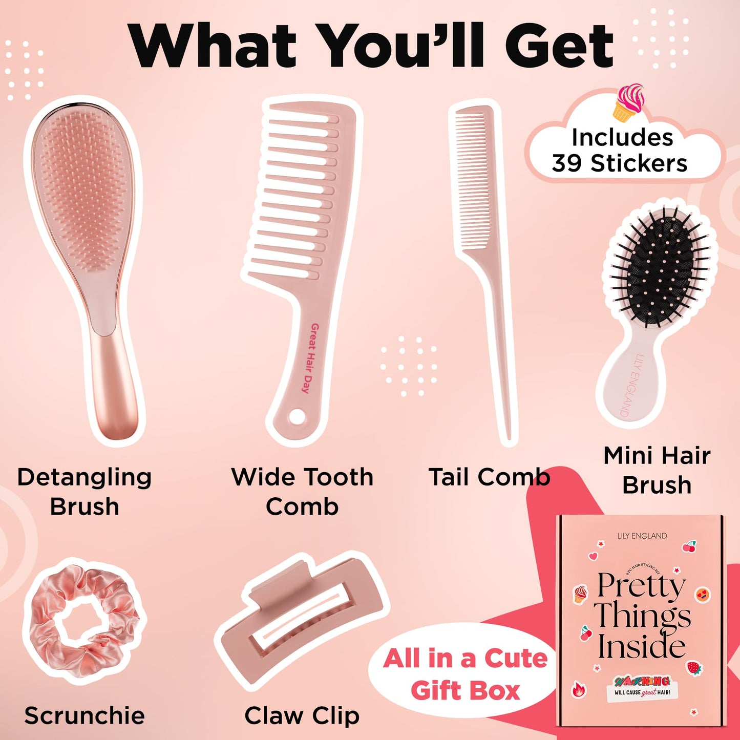 HAIR HARMONY 6 - JUEGO DE CEPILLOS PARA JOVENCITAS